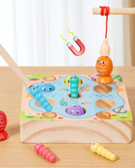 Wooden Fishing Game Toys Children Early Education Color Cognitive Toy Kids Interactive Games Toys for Gifts Fine Motor Skill