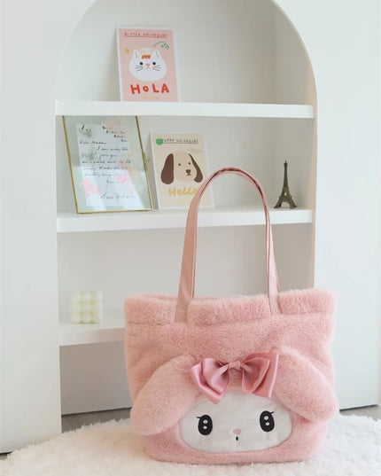 My Melody Kuromi Shoulder Bag Kawaii Japanese Style Plush Bag Pochacco Cinnamoroll HandBag Tote Package For Girl Student Gifts