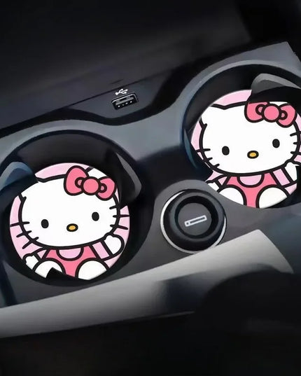 2pcs Sanrio Hello Kitty Car cup Coasters Cartoon car inner Decoration Anti Slip Mat silicone Car Cup pad Gifts for girl friend