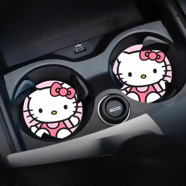 2pcs Sanrio Hello Kitty Car cup Coasters Cartoon car inner Decoration Anti Slip Mat silicone Car Cup pad Gifts for girl friend