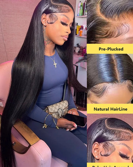 30 40 Inch 13x6 Hd Lace Frontal Human Hair Wigs 250 High Density Straight Front Wig 13x4 Pre Plucked Black Brazilian For Wowan