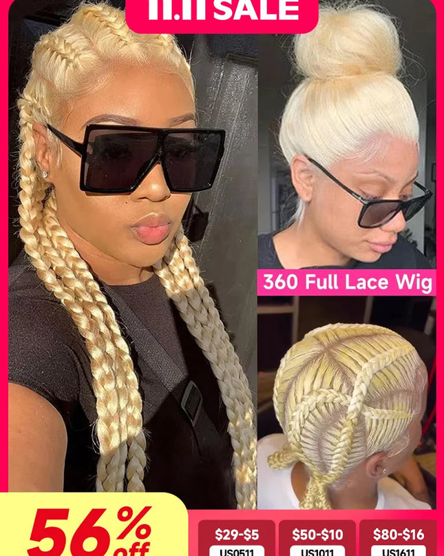 613 Blonde 360 Full Lace Wig Human Hair Pre Plucked Hd 13x4 13x6 Lace Front Wig Blonde Brazilian Straight Frontal Wigs For Women