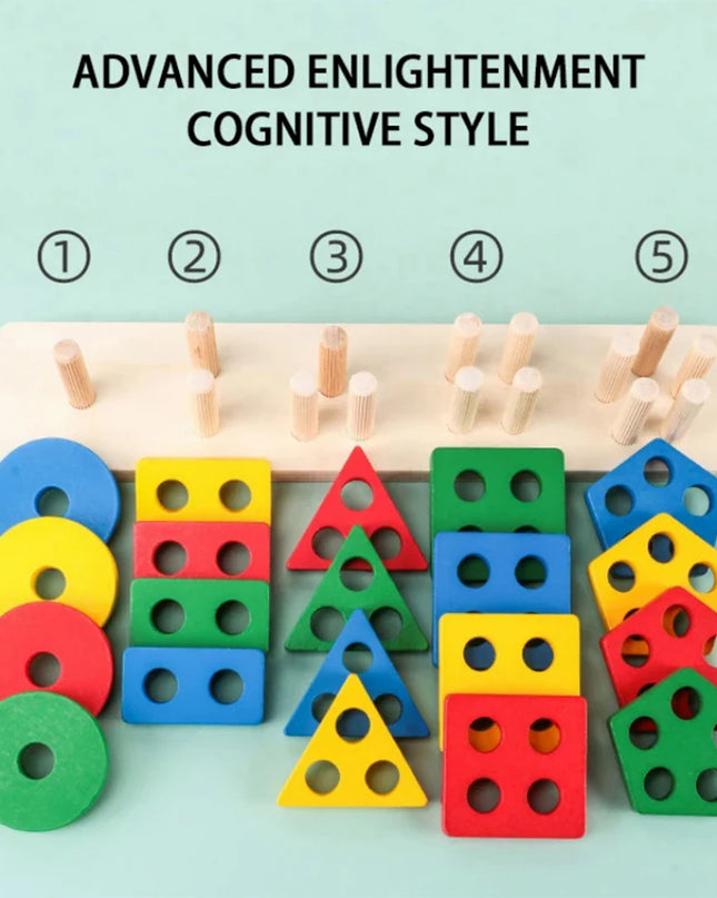 Montessori Wood Toys for Kids Wooden Sorting Stacking Toys for Baby Toddlers Educational Shape Color Sorter Preschool Kids Gifts