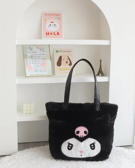 My Melody Kuromi Shoulder Bag Kawaii Japanese Style Plush Bag Pochacco Cinnamoroll HandBag Tote Package For Girl Student Gifts