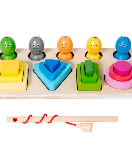 Montessori  Wooden Color Shape Cognitive Classification Matching Puzzle Children's Magnetic Fishing Learning Educational Toys