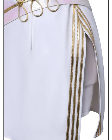 Anime Mira White PU Uniform Cosplay Costume Wig Woman Christmas Halloween Party Clothing