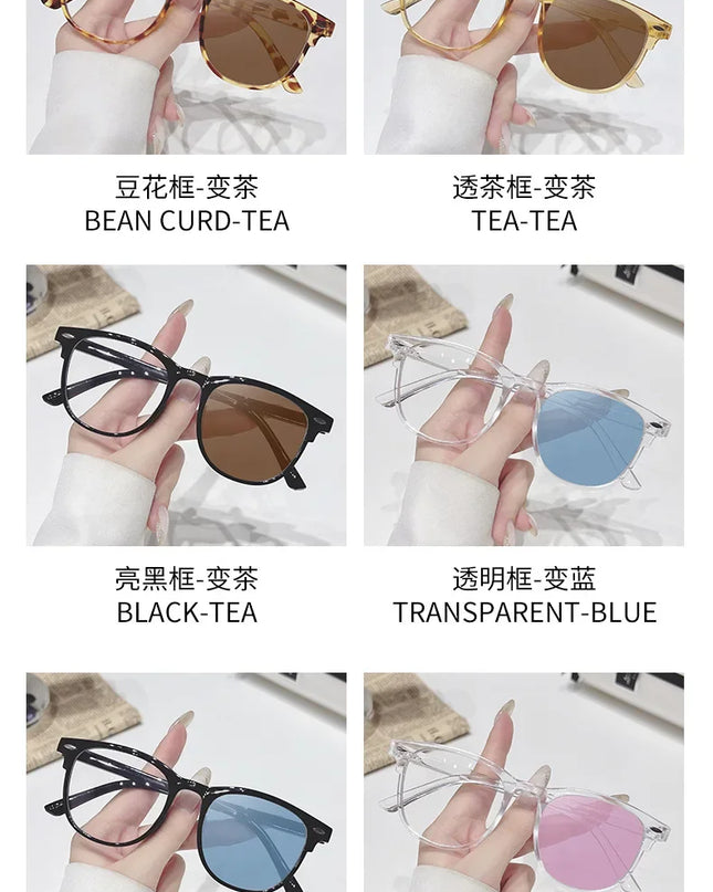2025 Brand New Sunglasses for Men Women Photochromic Lenses Korean Style Trendy Eyewear Summer Outdoor Beach Sun Glasses