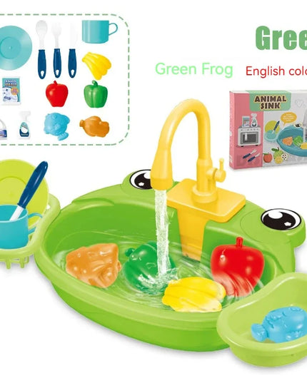 Toy Kitchen Set for Toddlers with Electric Circulating Water, Dishwasher Sink, Imaginative Pretend Play for Kids Boys Girls Ages