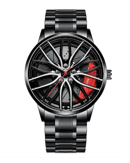 Car Watches For Men,Waterproof Stainless Steel Quartz Wrist Watch Sports Men’s Watches With Car Wheel Rim Hub Design