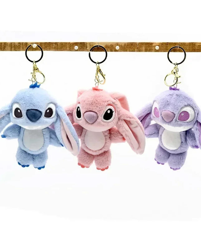 Cartoon Stitch Plush Keychain Soft Toy Cute Stuffed Animal Pendant Gift for Girls  Angel Doll Bag Charm Kids Birthday Present