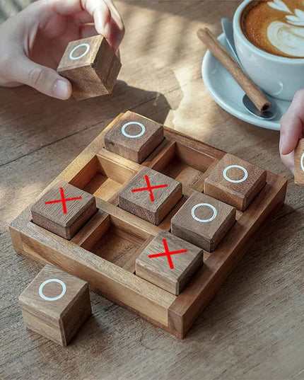 Wooden Tic Tac Toe Board Game XO Chess IQ Logic Toys Parent Child Interaction Party Spiele Juegos De Mesas Para Toda La Familia