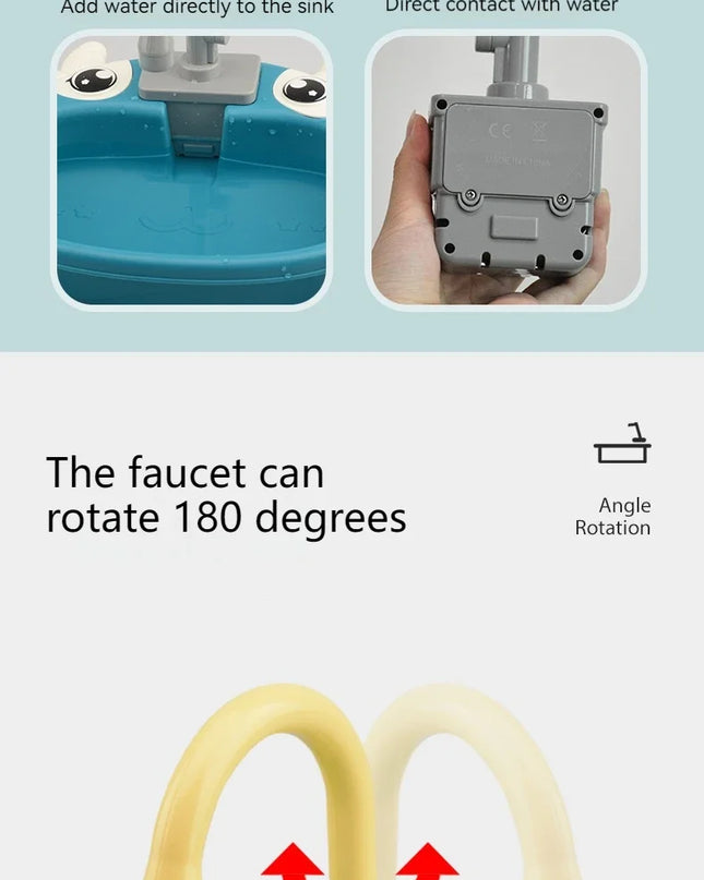 Toy Kitchen Set for Toddlers with Electric Circulating Water, Dishwasher Sink, Imaginative Pretend Play for Kids Boys Girls Ages