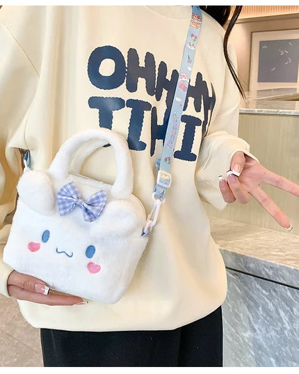 Sanrio Plush Bag Kawaii Kuromi Cinnamoroll Melody Cartoon Anime Handbag Crossbody Cosmetic Travel Storage Bags Women Girls Gifts