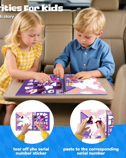 Montessori Sticker Book By Number For Kids Ages 3-8, Educational Busy Puzzle Book With Story, Creative Toys For Toddlers Gift