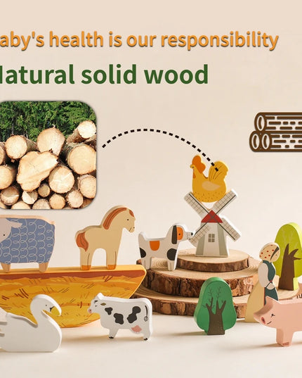 Montessori Game 1Set Of Farm Simulated Wooden Children's Toys Educational Toy Baby Room Decoration Desktop Furnishings Baby Gift