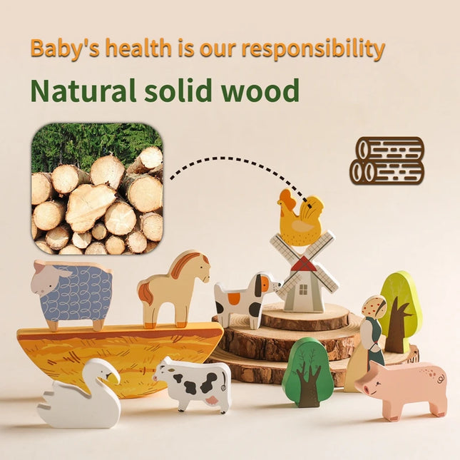 Montessori Game 1Set Of Farm Simulated Wooden Children's Toys Educational Toy Baby Room Decoration Desktop Furnishings Baby Gift
