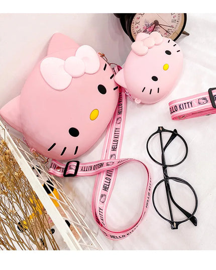 Hello Kitty Silicone Crossbody Bags Women Girls Kawaii 11cm/19cm Messenger Bag 3d Shoulder Small Purse Phone Bag Girlfriend Gift