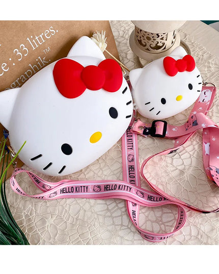 Hello Kitty Silicone Crossbody Bags Women Girls Kawaii 11cm/19cm Messenger Bag 3d Shoulder Small Purse Phone Bag Girlfriend Gift