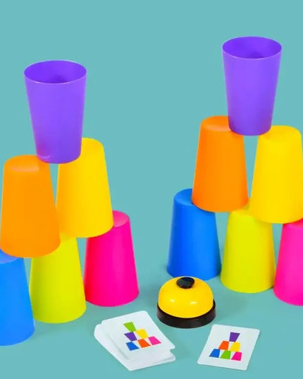 Montessori Toys Stack Cup Game With Card Educational Intellectual Enlightenment Color Cognition Logic Training Kids Children