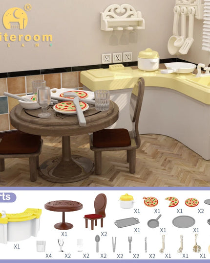 Small Dolls Mini Toys For Girls Gift Present House Accessories DIY Doll Furniture Set Bathroom Kitchen Living Room Bakery
