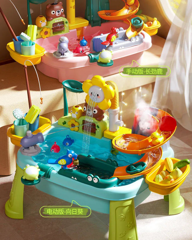 Children's kitchen toys electric fun water play water wash basin fishing dishwashing home role-playing baby early education toy