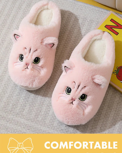 Winter Warm Slipper Women House Fuzzy Cat Cartoon Fur Plush Indoor Lazy Female Thermal Home Shoe Furry Funny Flat flip flop