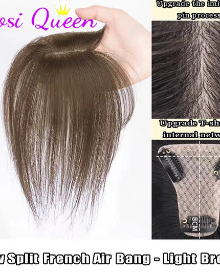 AOSI Synthetic Eight-character Bangs Wig For Women With High Hair Volume And High Skull Covering Gray Hair Replacement Wig