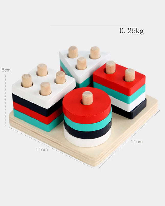 Montessori Wooden Educational Toys for Children 1 2Y Baby Shape Color Sorter Block Puzzles Toddler Large Geometric Stacking Toys