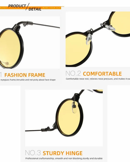 Round Sunglasses For Men Women Retro  Steampunk Sun Glasses Male Female Brand Designer Metal Frame Eyewear Shades Oculos De Sol