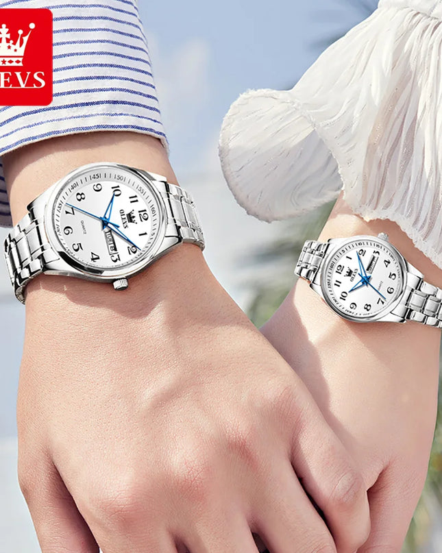 OLEVS 5567 Couple Watches Waterproof Luminous Wristwatch for Lover Date Men‘s and Women's Wristwatch Simple Fashion