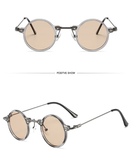 Round Sunglasses For Men Women Retro  Steampunk Sun Glasses Male Female Brand Designer Metal Frame Eyewear Shades Oculos De Sol