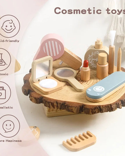 Wooden Baby Toys Simulation Cosmetics Set Pretend Makeup Toys Girls Playing House Game Children Early Education Montessori Toys