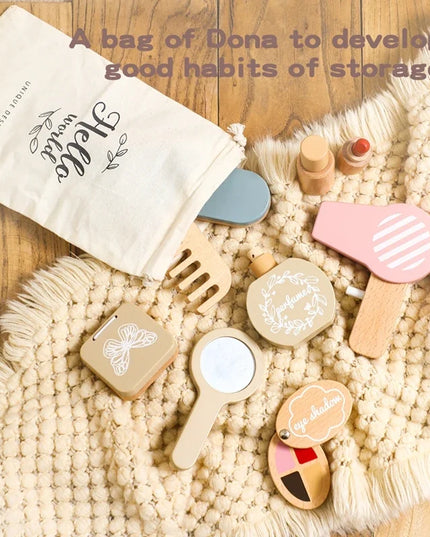 Wooden Baby Toys Simulation Cosmetics Set Pretend Makeup Toys Girls Playing House Game Children Early Education Montessori Toys