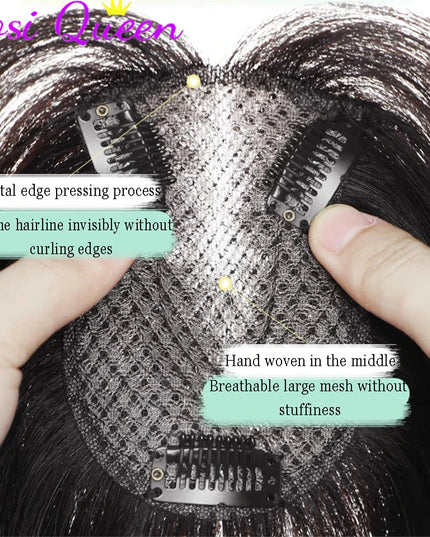 AOSI Synthetic Eight-character Bangs Wig For Women With High Hair Volume And High Skull Covering Gray Hair Replacement Wig