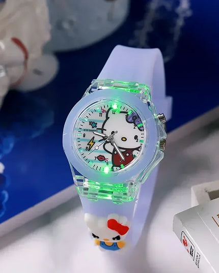 Disney Fashion Minnie Children's Watch Mickey Mouse Children's Flash Light Cartoon Figure Doll Boys Girls Birthday Gifts