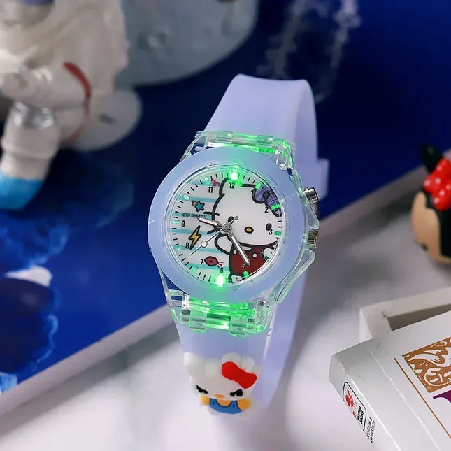 Disney Fashion Minnie Children's Watch Mickey Mouse Children's Flash Light Cartoon Figure Doll Boys Girls Birthday Gifts