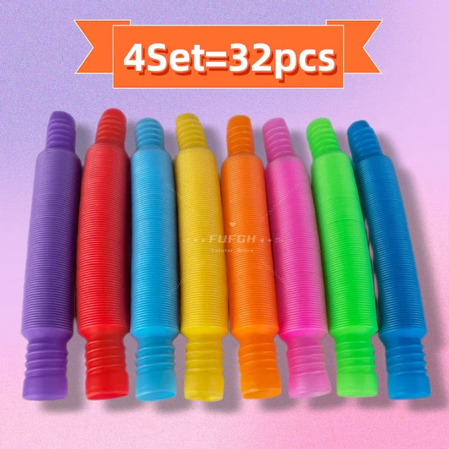 8 16 24 32 Pcs Pop Tubes Sensory Toys UrChoice Fine Motor Skills & Learning for Toddlers Fidget Toys and Party Favors for Kids