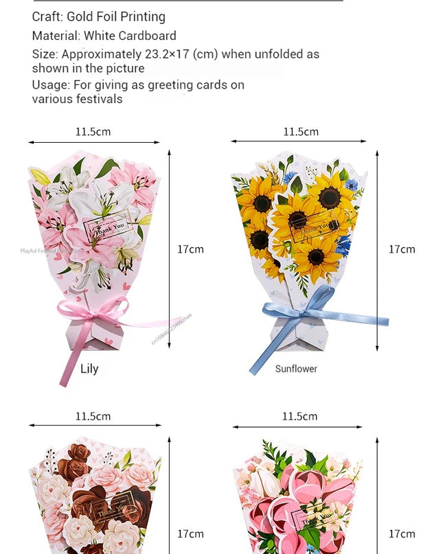 Creative Carnation Thanks Flowers Postcard Exquisite Beautiful Greeting Card Floral Birthday Cards Teacher Day Birthday Gifts