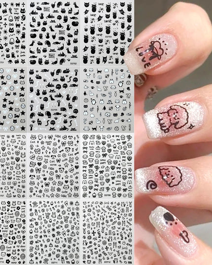 12sheet Cartoon Stitch Angel Nail Stickers Set Multiple Action Kawaii Stitch Nail Art Decals Adhesive Kids Manicure Decorations