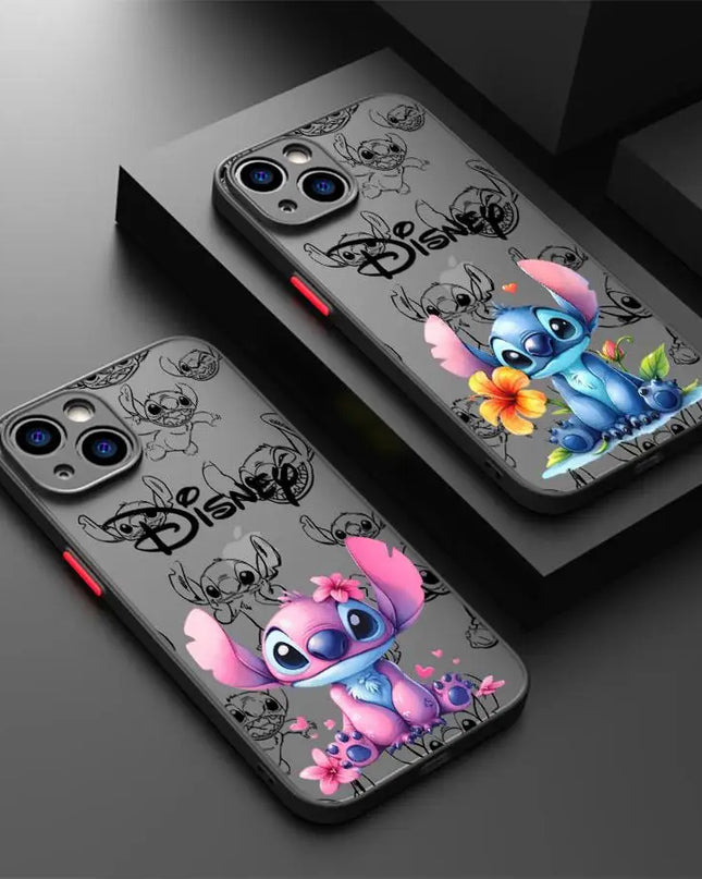 Shockproof Case For Apple iPhone 11 13 15 14 16 Pro Max 12 Mini 7 8 Plus XR X XS Matte Funda Phone Cover Cute Cartoon Stitch
