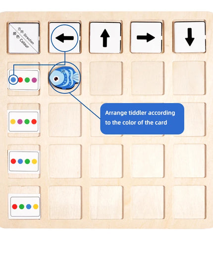 Montessori Wooden Toys Children Logical Thinking Training Direction Color Cognition Educational Battle Battle Board Game Gifts