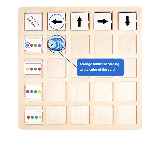 Montessori Wooden Toys Children Logical Thinking Training Direction Color Cognition Educational Battle Battle Board Game Gifts