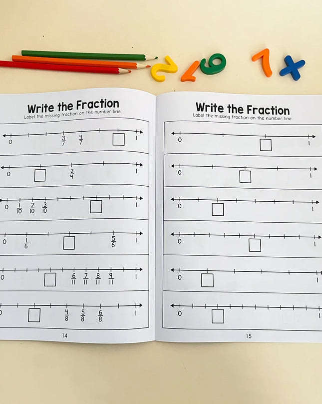 Montessori Fractions Workbook Arithmetic Learning Teaching Aids Grade 3-4 Primary School Math Cognitive Training Test Book