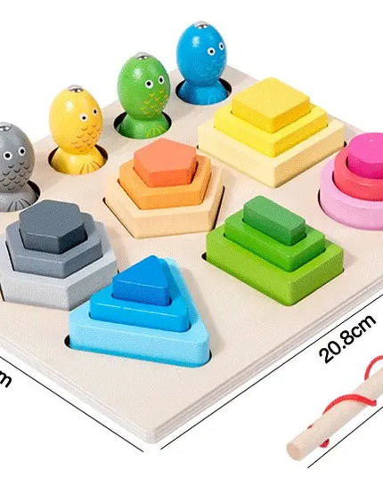 Montessori  Wooden Color Shape Cognitive Classification Matching Puzzle Children's Magnetic Fishing Learning Educational Toys