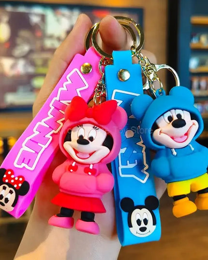 New Anime Disney Keychain Cartoon Mickey Mouse Minnie Lilo & Stitch Cute Doll Keyring Ornament Key Chain Pendant Kids Toys Gifts