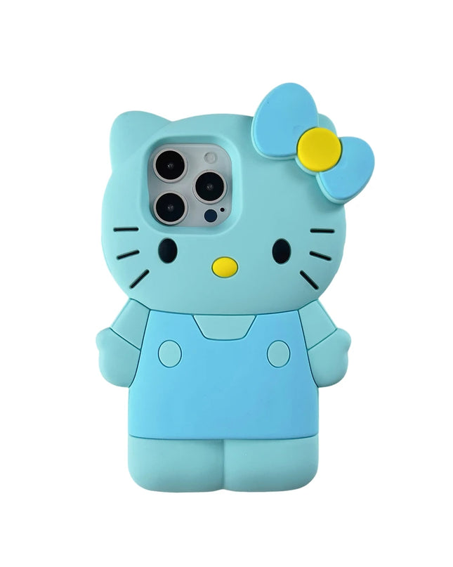 Cute Cartoon Sanrio Hello Kitty Phone Case For iPhone 16 15 14 13 12 11 Pro Max Shockproof 3D Stereoscopic Soft Silicone Cover
