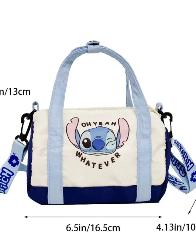 MINISO Stitch Canvas Shoulder Bag For Women Cartoon Strawberry Bear Casual Crossbody Bag Daily Commuting Gift for Kids Christmas