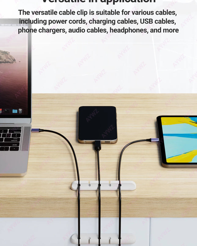 Adhesive Cable Holder Clips Cord Management Wire Organizer for Desktop USB Charging Cable Nightstand Power Cord Mouse Cable 1pc