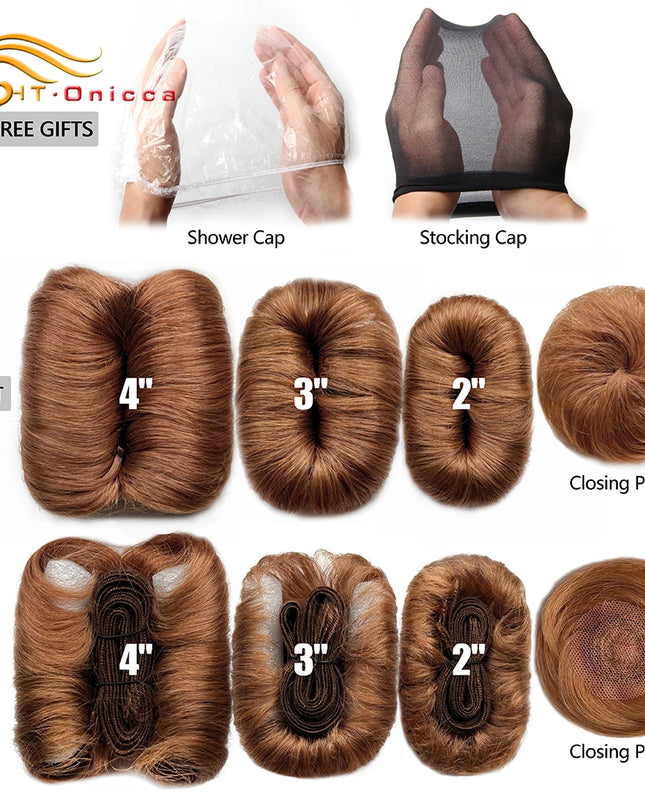 613 Blonde Straight Bundle Human Hair Bundles With Circular Closure 1B 27 30 4 BUG Colored Short Remy Human Hair 28Pcs/Lot