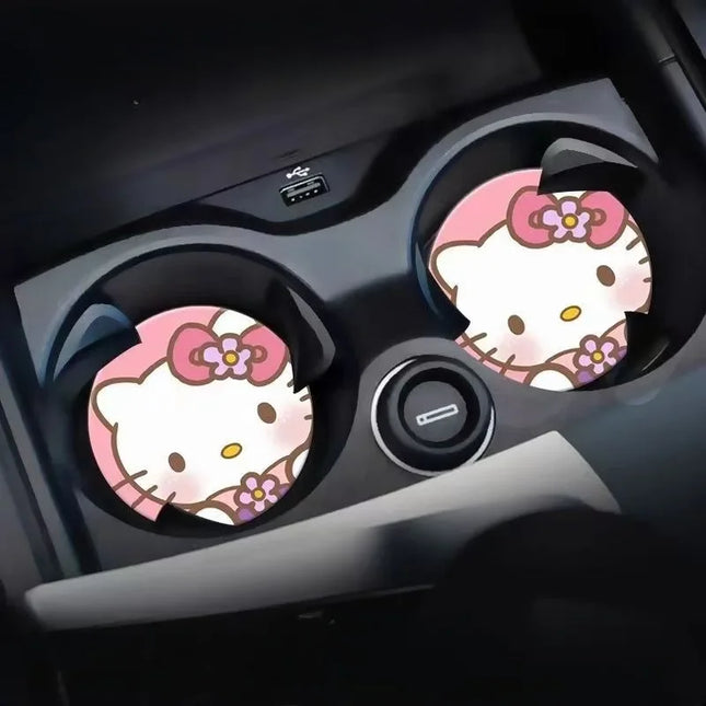 2pcs Sanrio Hello Kitty Car cup Coasters Cartoon car inner Decoration Anti Slip Mat silicone Car Cup pad Gifts for girl friend